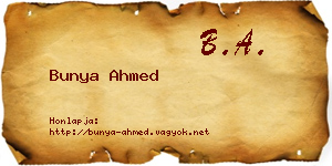 Bunya Ahmed névjegykártya